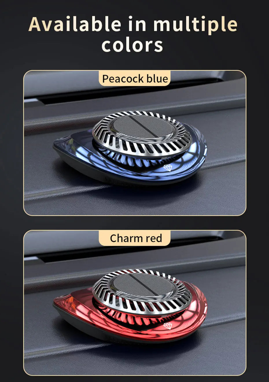 SEAMETAL Solar Car Air Freshener Essential Oil Diffuser EP Solar Energy Sensor Rotation Automatic Fragrance with Number Plate