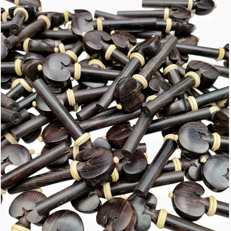 4/4 Violin Ebony Pegs with Boxwood Inlay, Pack Options