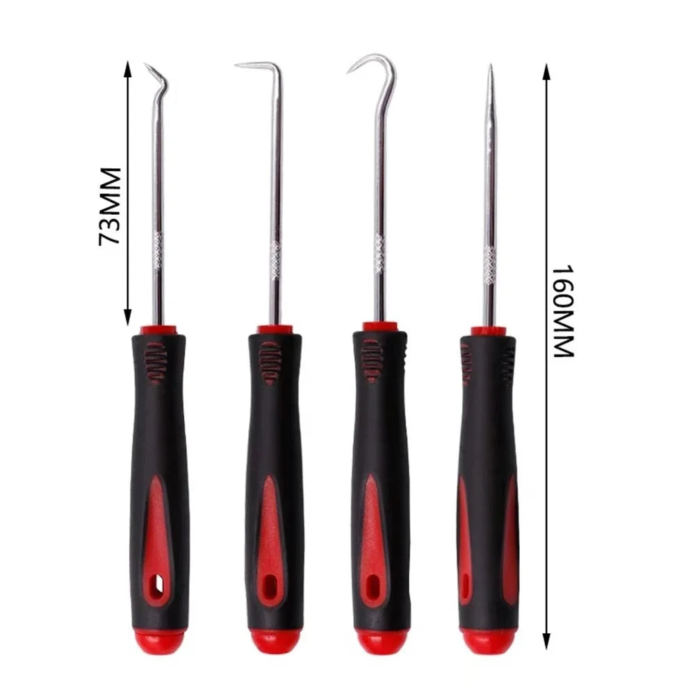 Ensemble de tournevis d’huile automobile avec joint torique O-Ring Joint d’étanchéité Garniture Tire-Pull Prise crochets outils Étanchéité Outils de réparation 16 cm 4 pcs