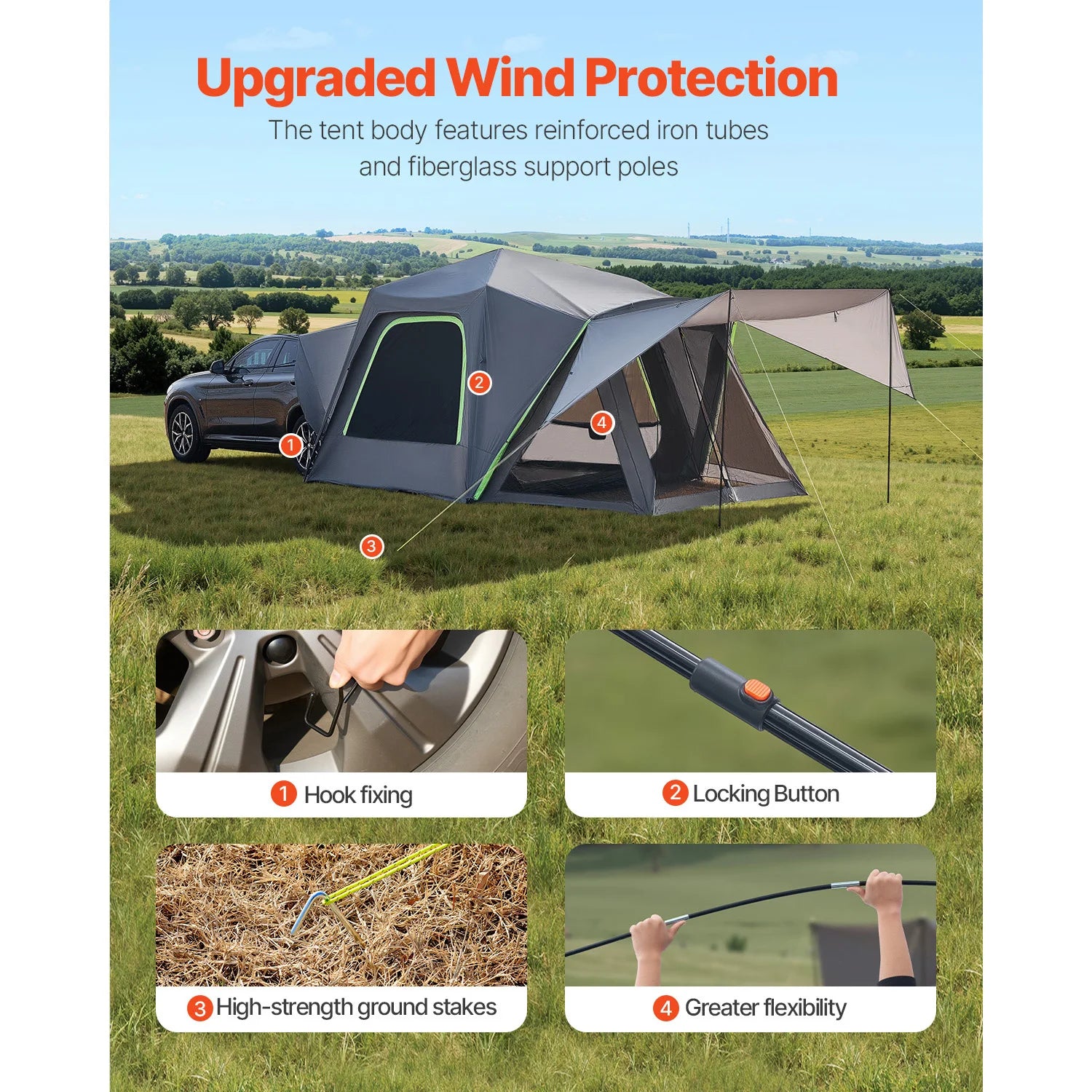 SUV Camping Tent with Awning – Waterproof Double Layer for 5–8