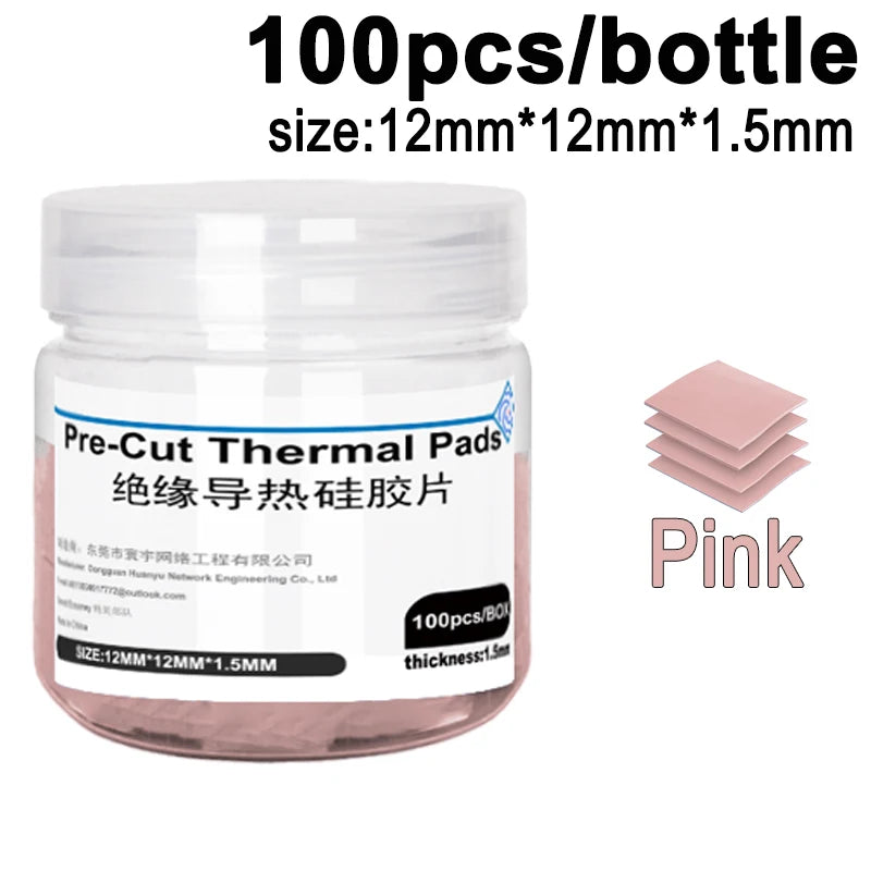Pre-Cut Silicone Thermal Pads, 100 Pieces