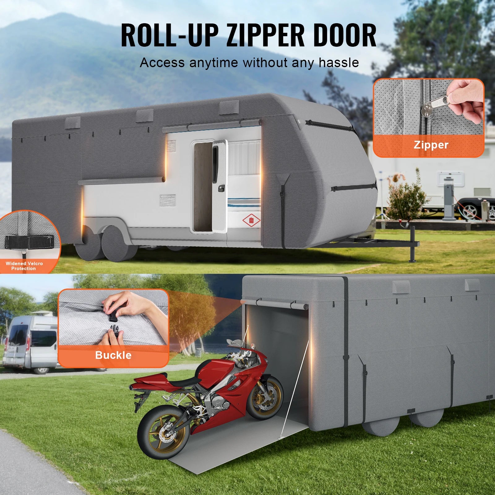 Travel Trailer Cover with Storage Bag and Repair Patches