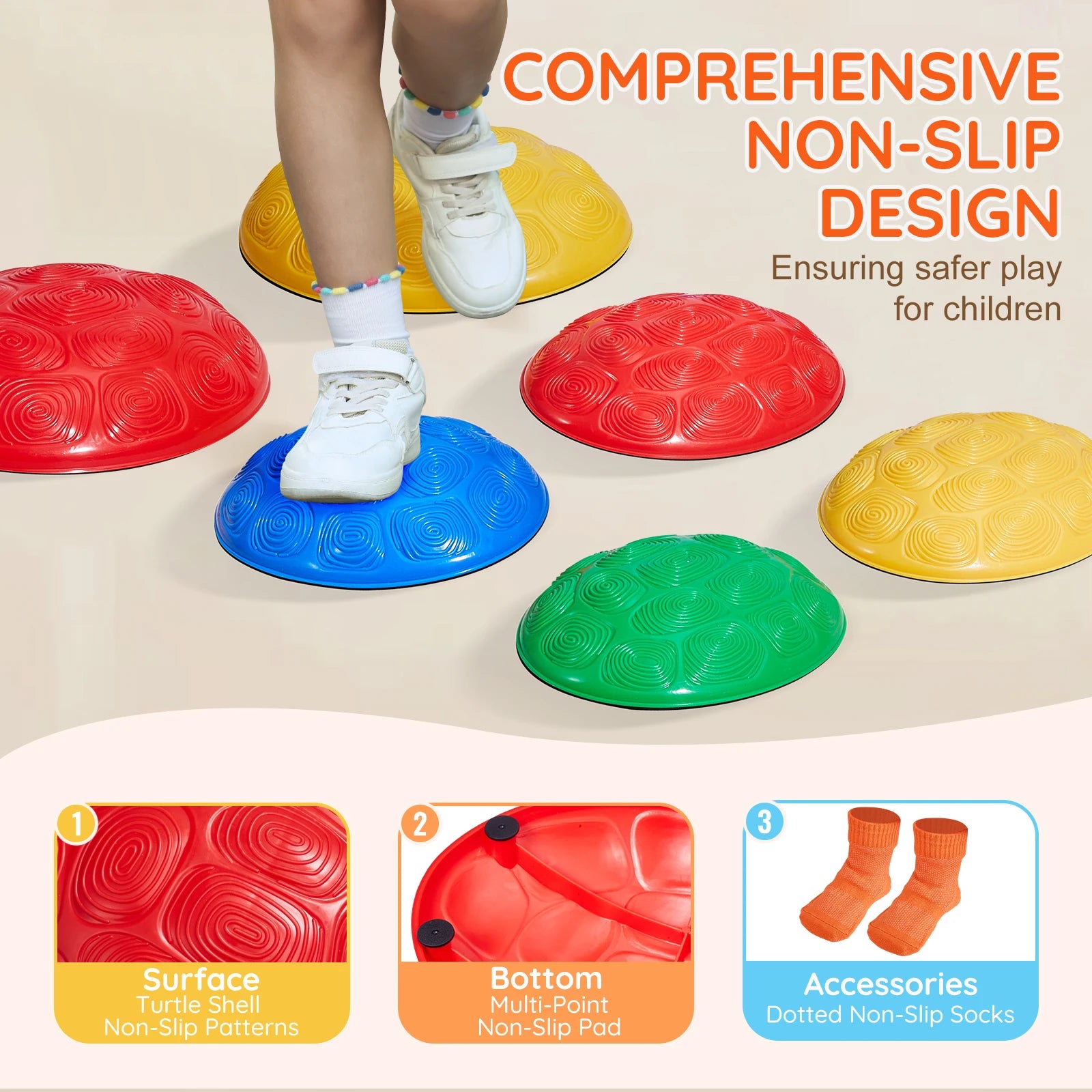 Set Kinderen Balans Stapstenen met Antislip Ontwerp (6 STUKS)
