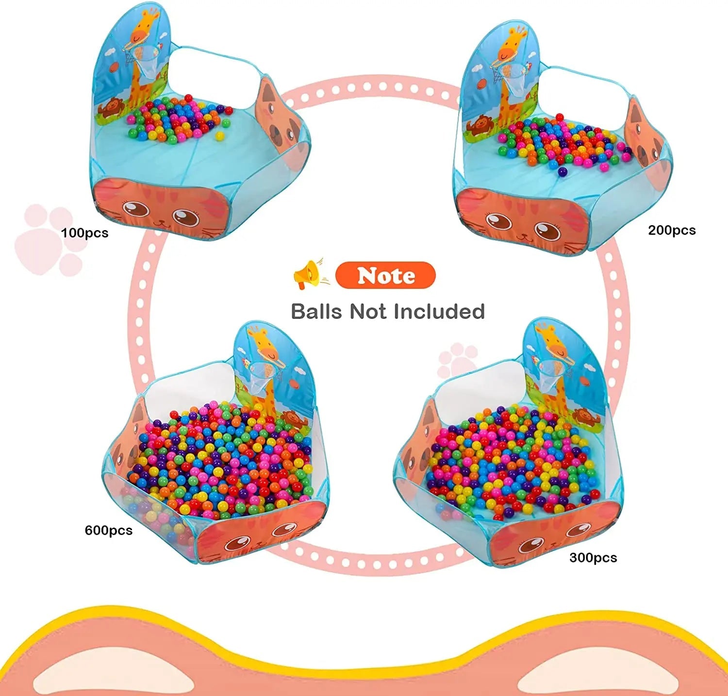 Children Ball Pool Tent Portable Foldable Ball Pit Play Tent with Basket  Outdoor Indoor Sports Educational Toy Holiday Gifts 