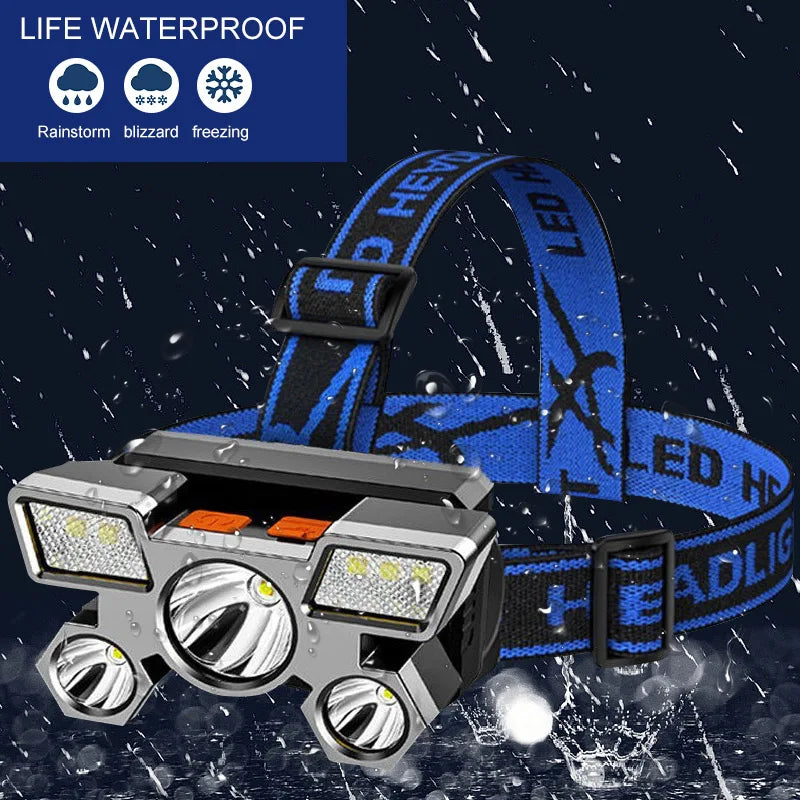 USB Rechargeable Five-LED Headlamp