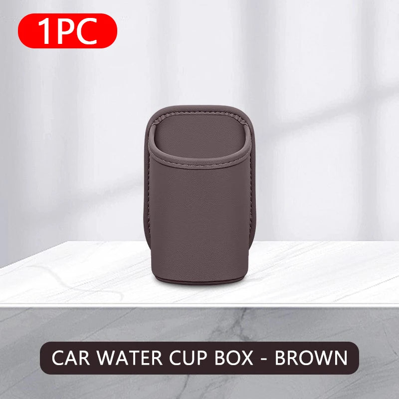 SEAMETAL Car Side Door Cup Holder Wear-Resistant Waterproof Pu Leather Drink Rack Stable Bottle Holder Universal Car Organizer