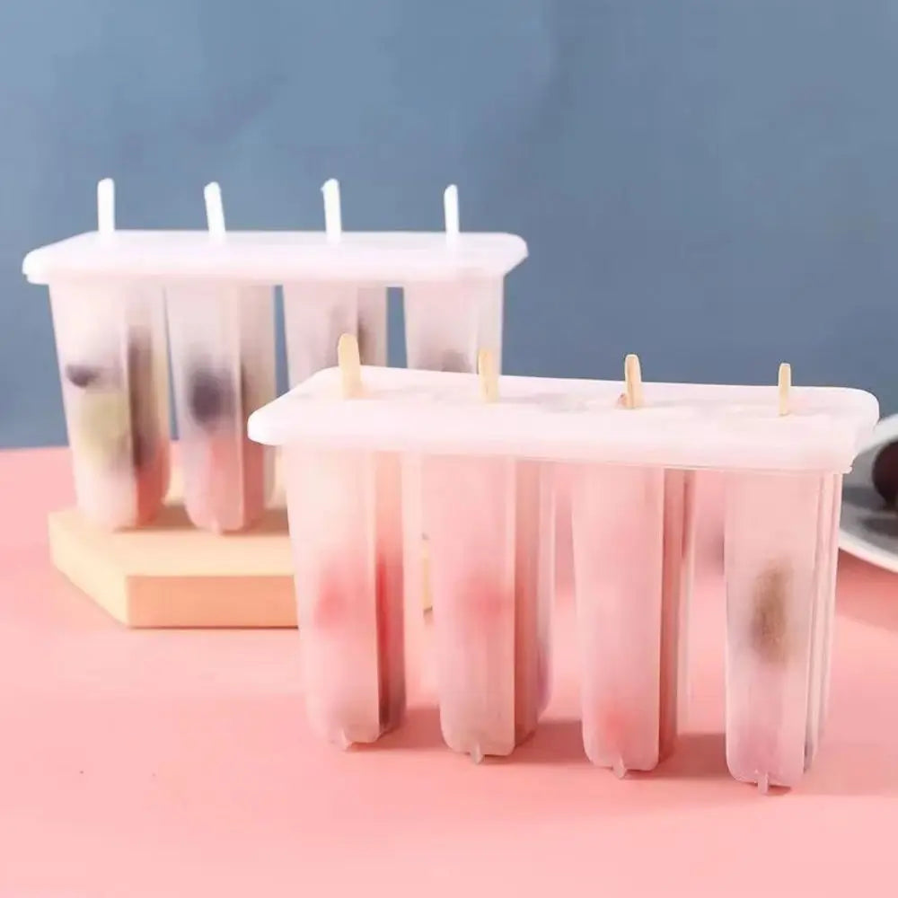 4-Link Old Popsicle Mold With Lid Home Made Homemade Mung Bean Popsicle Homemade Ice Cream Frozen Ice Cream Molds 