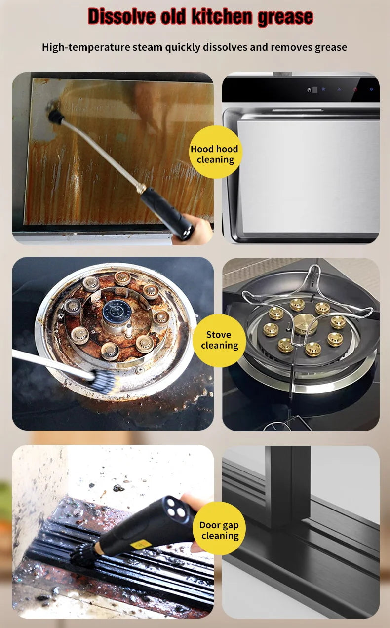 Handheld High Pressure Steam Cleaner for Kitchen, Car, Sofa, Window, Tile, Mirror