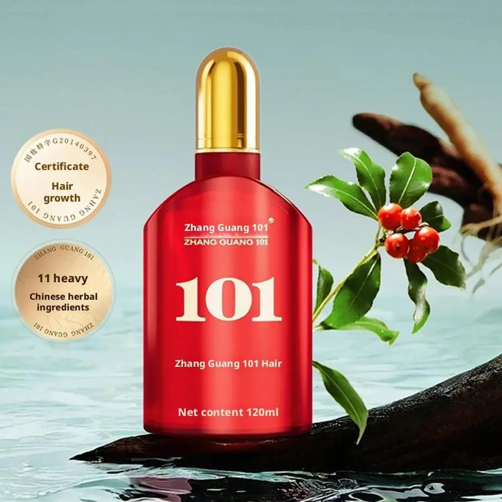 Fórmula Zhang Guang 101 (101P) 120ml Terapia de medicina chinesa antiqueda de cabelo, cuidado capilar, nutrição do folículo capilar, crescimento do cabelo.