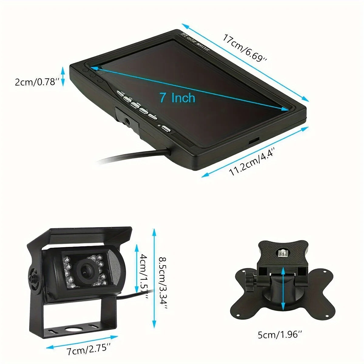 7 Inch TFT LCD Backup Parking Monitor with Night Vision Rear View Camera System