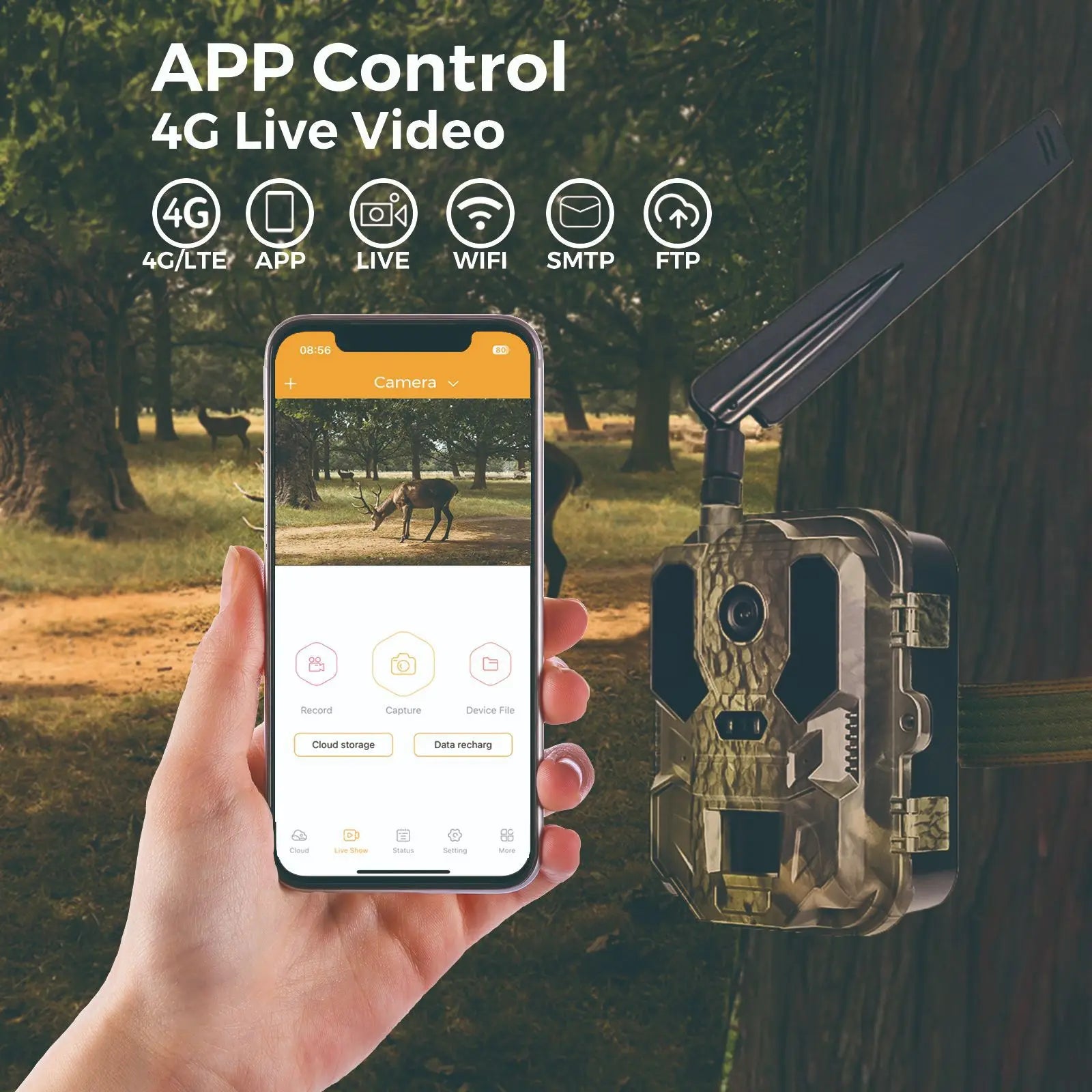 4G LTE Hunting Camera with 4K Live Stream and 8000mAh Battery