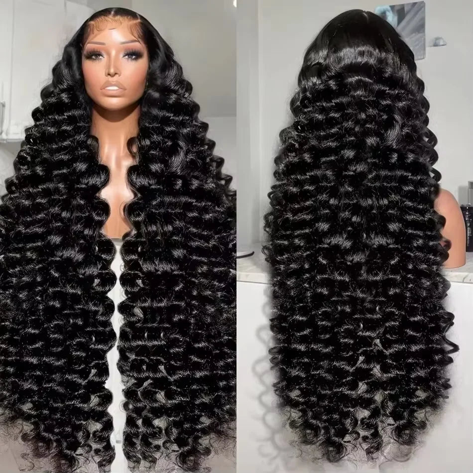 Voľná vlna čipkovaná parochňa z ľudských vlasov, hustota 200