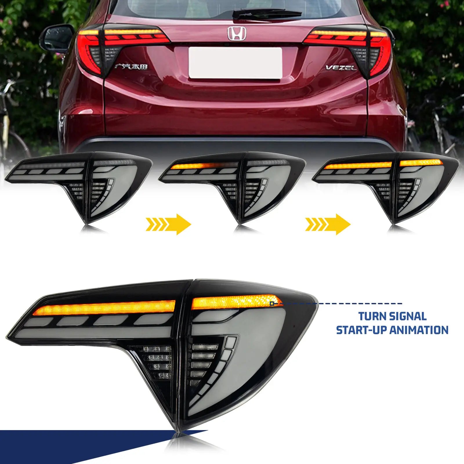 LED Tail Lights for Honda HR-V 2016–2023 Sequential Signal Set