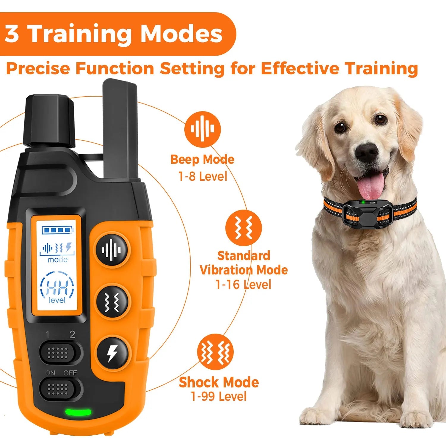 3300Ft Electric Dog Training Collar Remote Control Waterproof Pet BehaviorFor 5-120lbs Puppy With Shock Vibration 