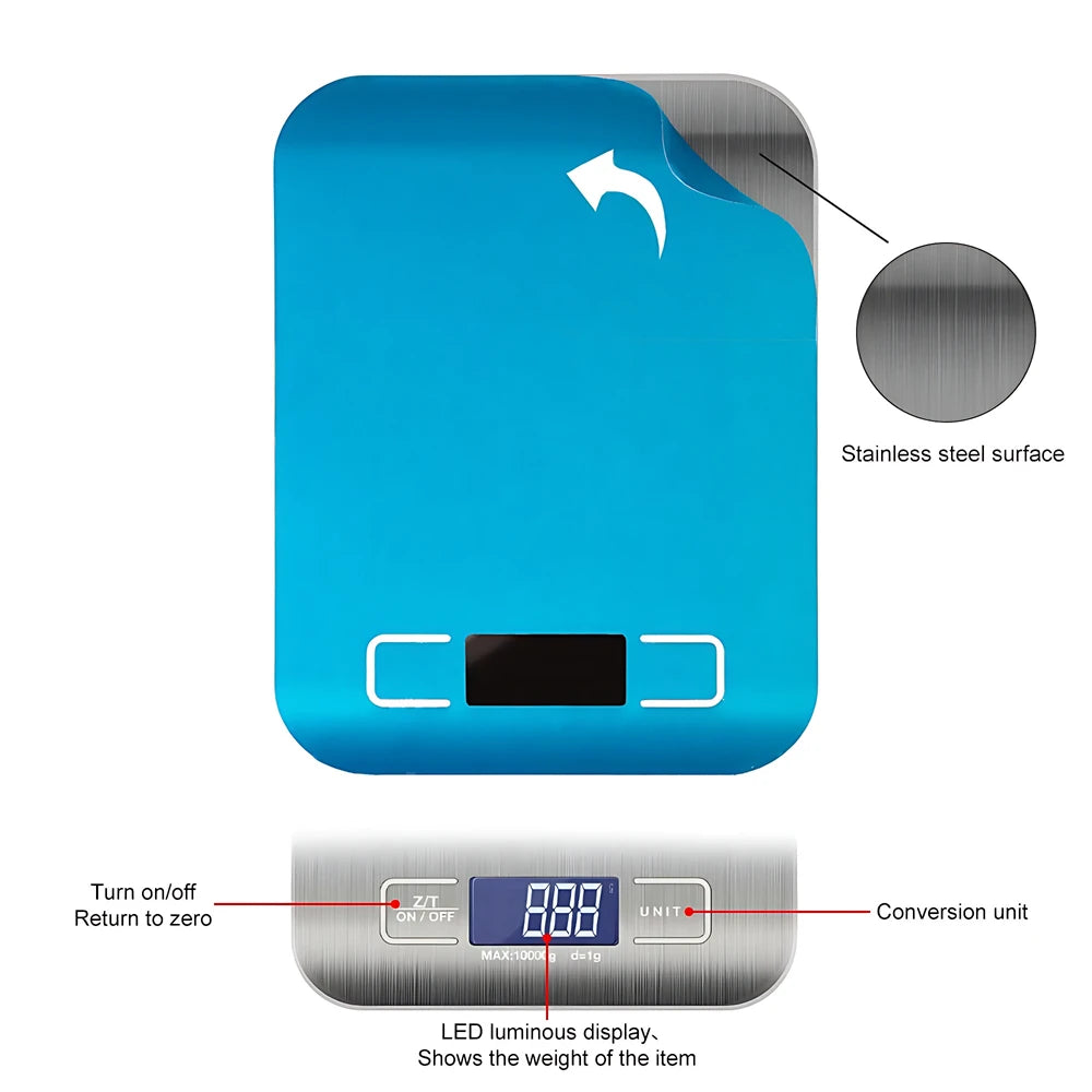Balança digital de cozinha com LCD, variante de 10 kg