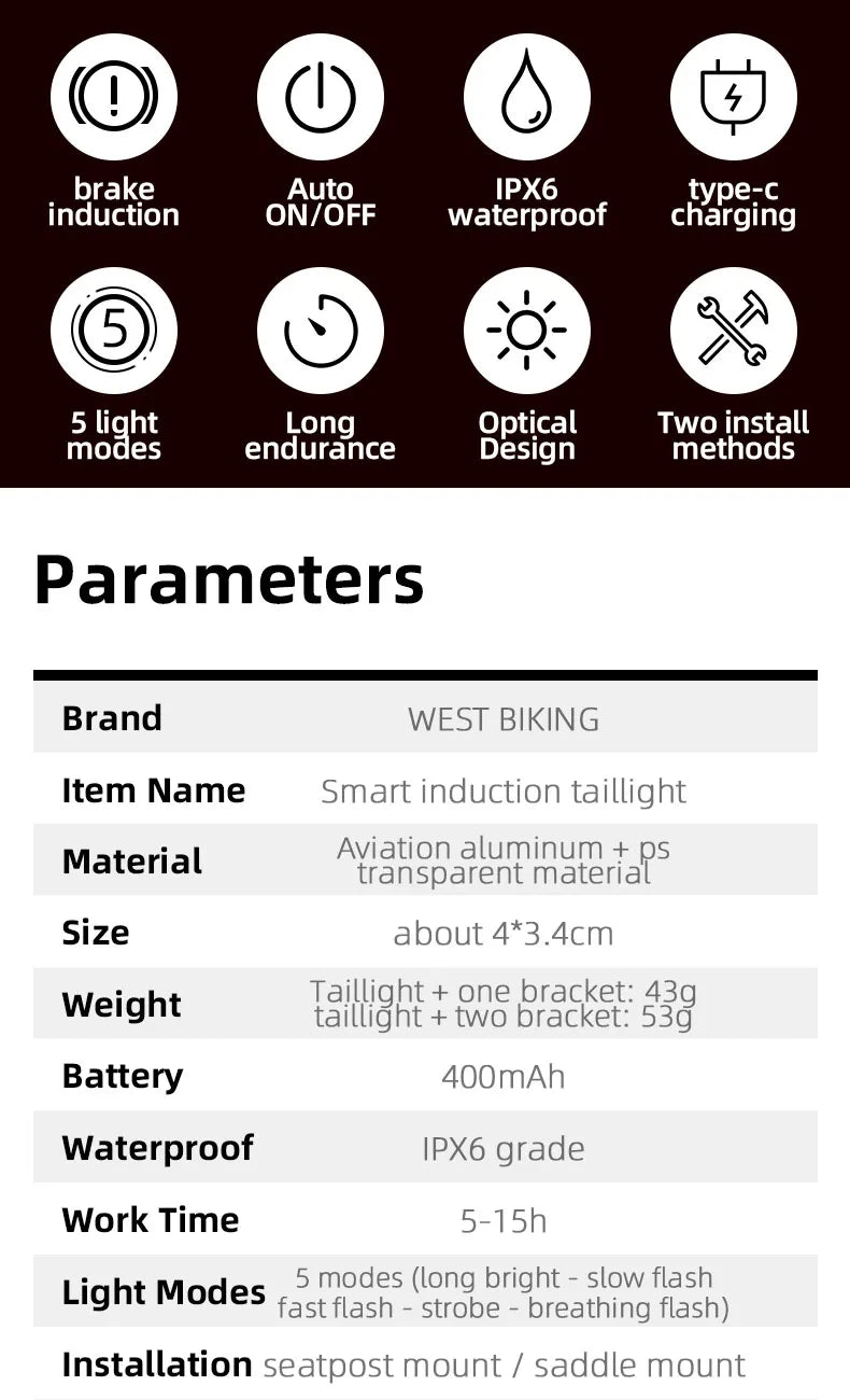 Smart Bicycle Tail Light — USB-C