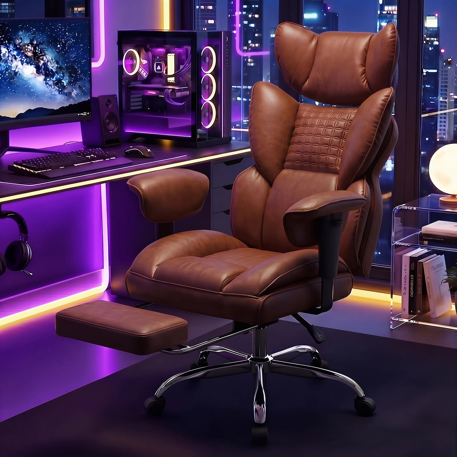 Ergonomic Reclining Office Chair with Footrest & Wide Seat Comfort