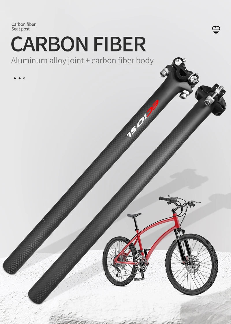 Sadelpind i kulfiber til cykel 27,2/30,8/31,6 mm 350/400 mm