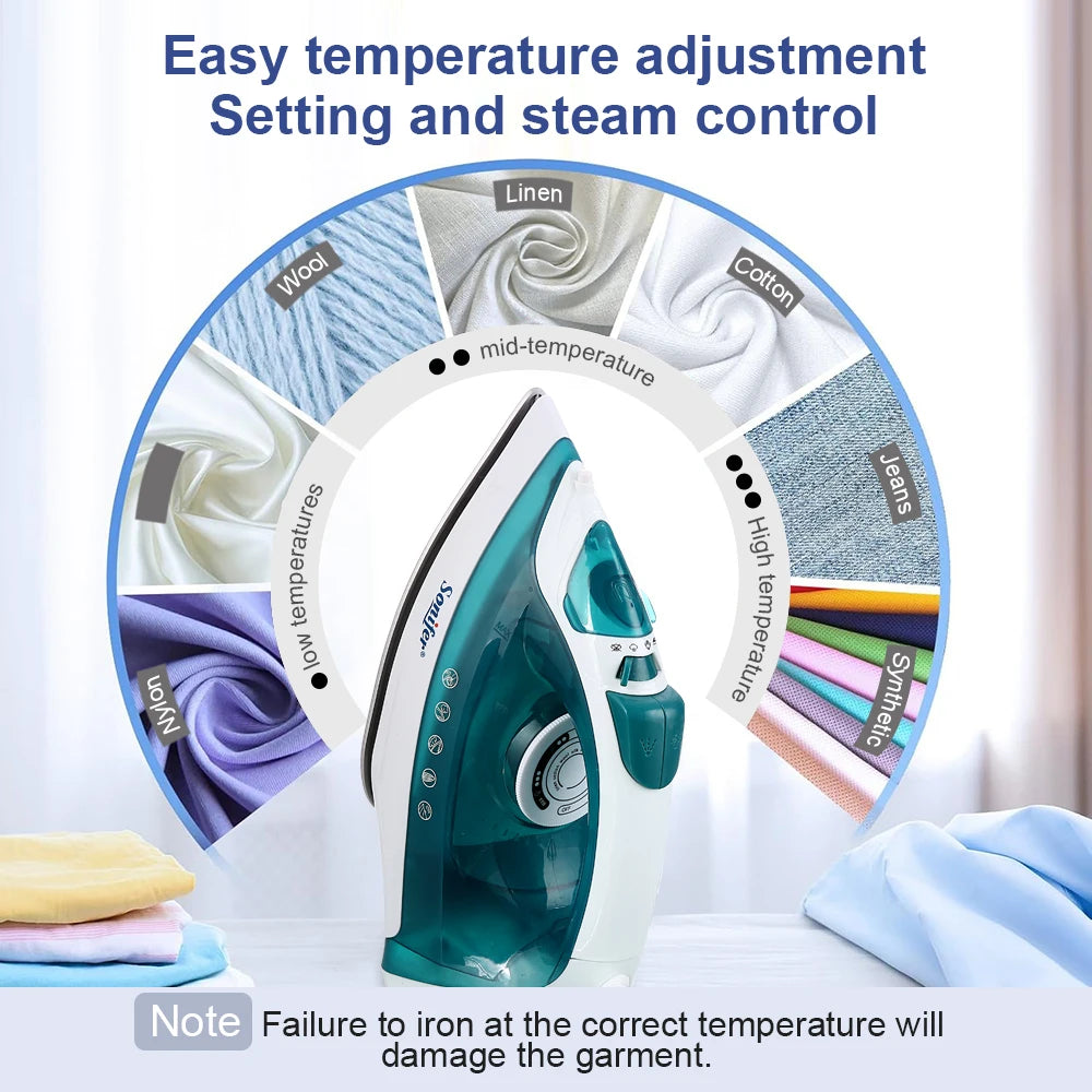 Electric Iron Portable Mini Garment Steamer Steam Iron For Clothing Iron Adjustable Ceramic Soleplate Iron For Ironing Sonifer 