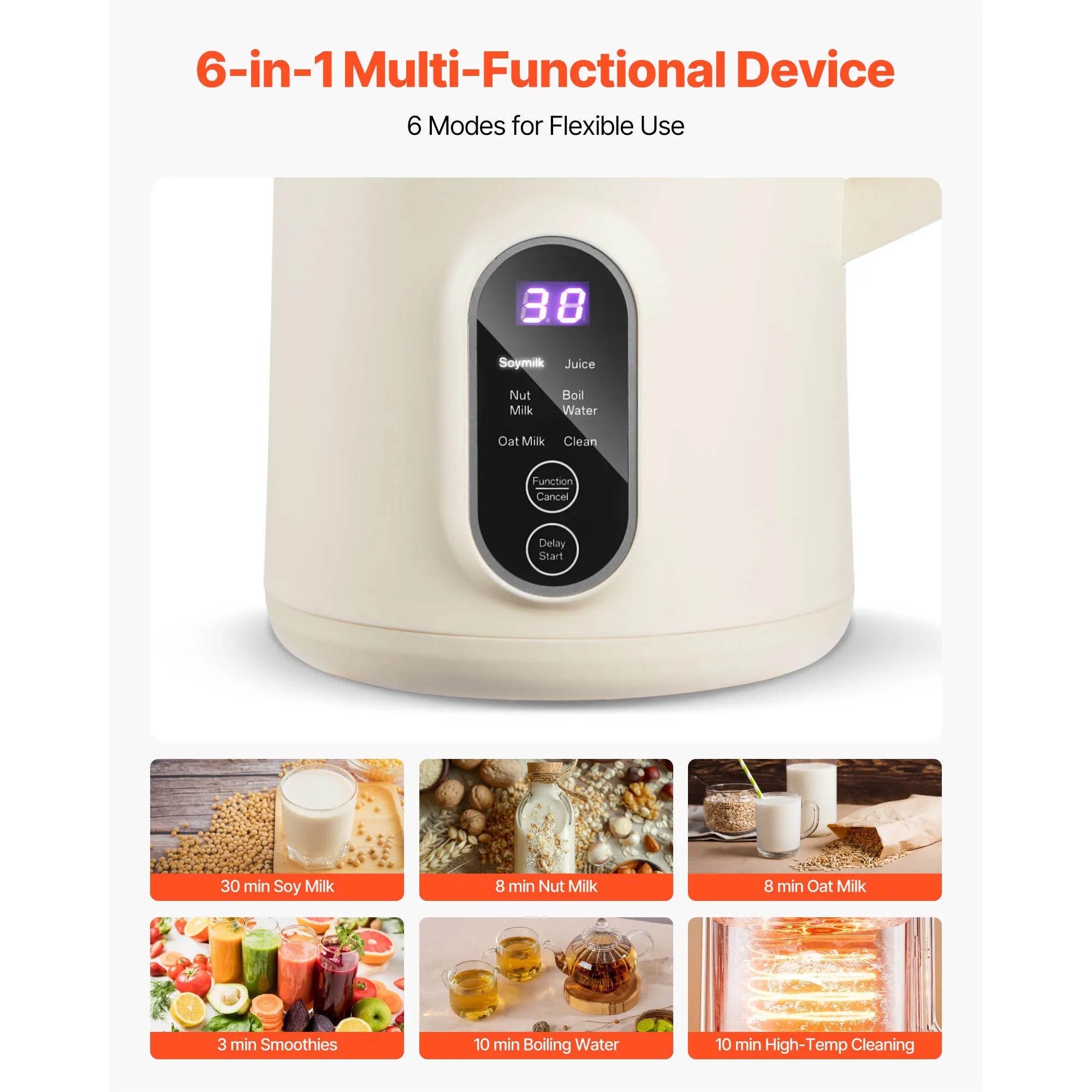 8-in-1 Nut Milk Maker with Self-Cleaning & 12-Hour Timer