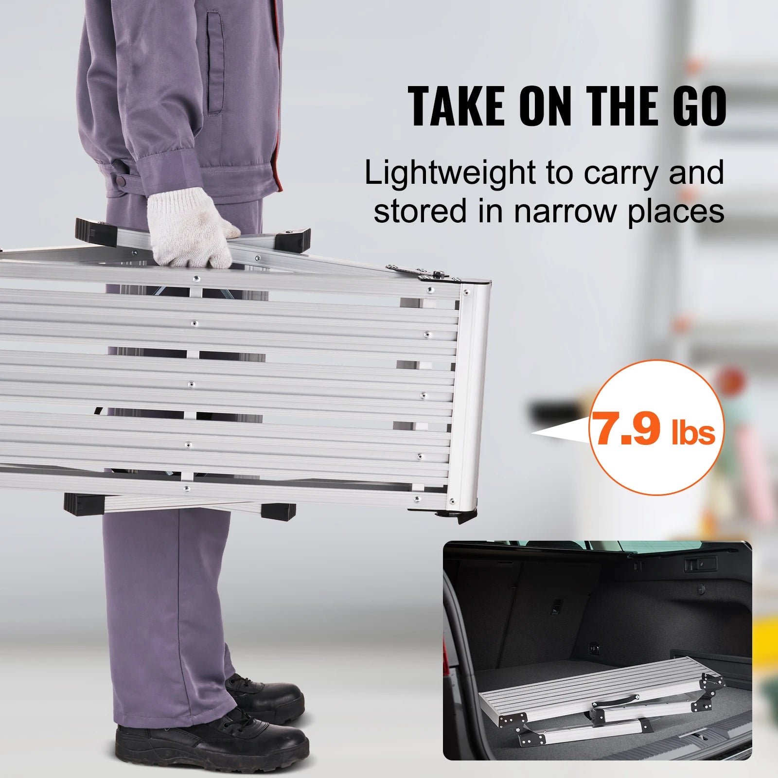Folding Work Platform Ladder with Non-Slip Feet, 330–660 lbs Capacity