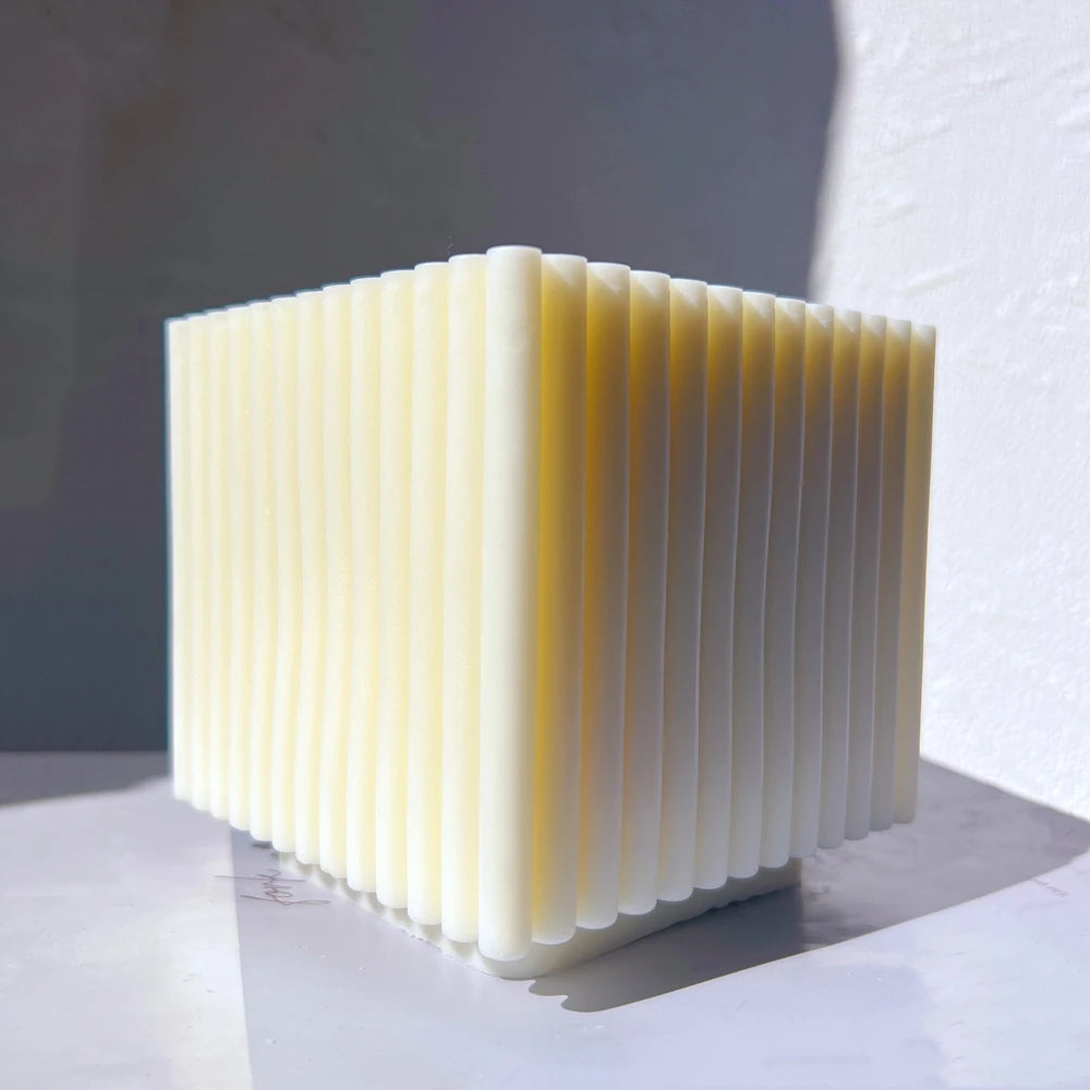Ribbed Square Silicone Candle Mould — D206