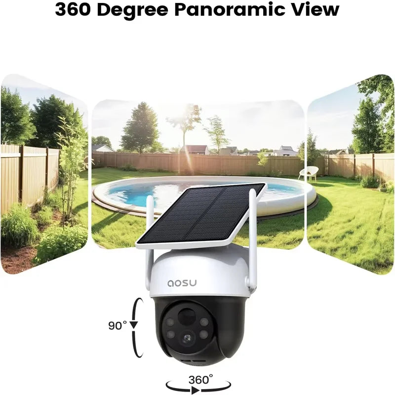 3MP Solar Wireless PTZ Security Camera with 5000mAh Battery