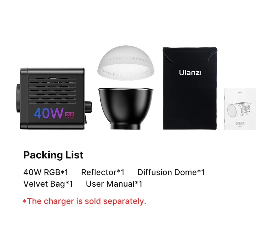 Ulanzi L024 40W RGB Mini Bowens Montajlı Video Işığı