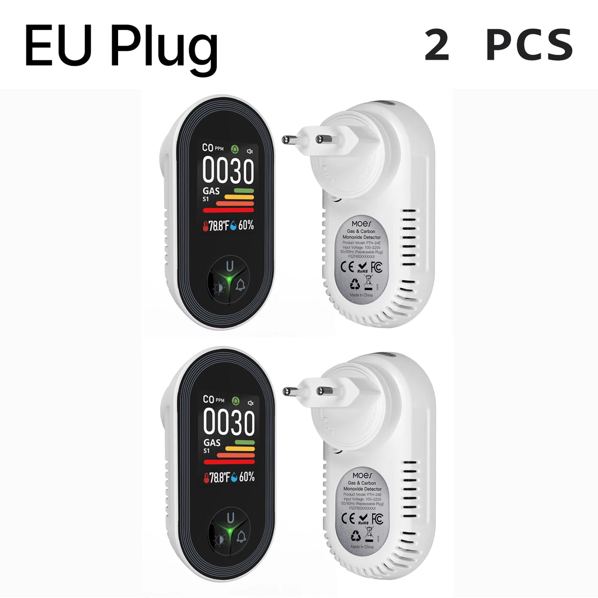 Plug-In CO and Combustible Gas Monitor with Display