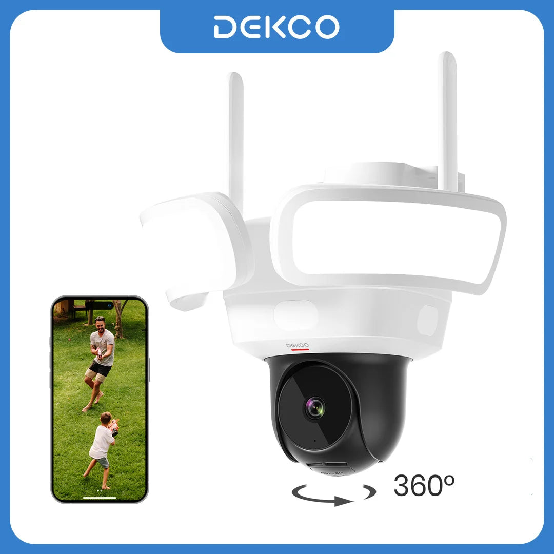 DEKCO 3K UHD WiFi Floodlight Camera with 360° View