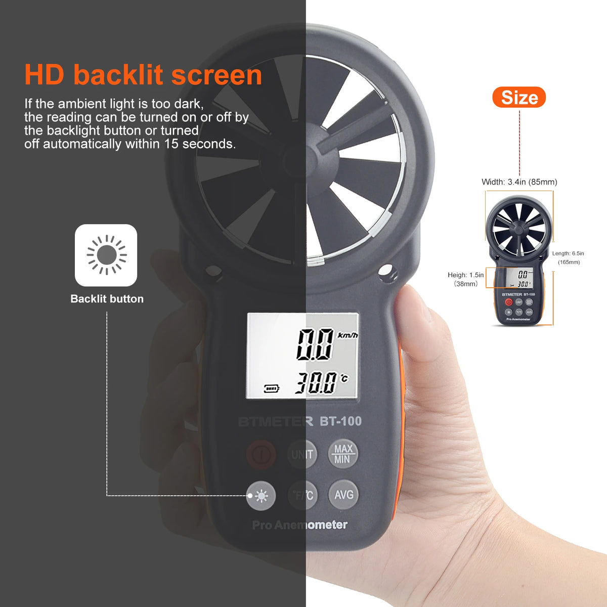 BT-100 Wind Speed and Temperature Meter