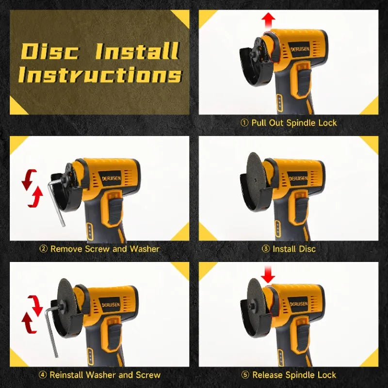 19800 RPM Mini Wireless Angle Grinder for Home DIY