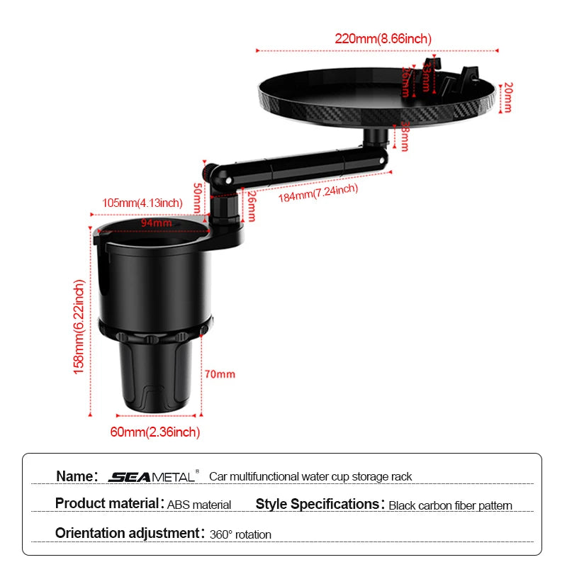 3 in 1 Car Cup Holder Extender with Tray