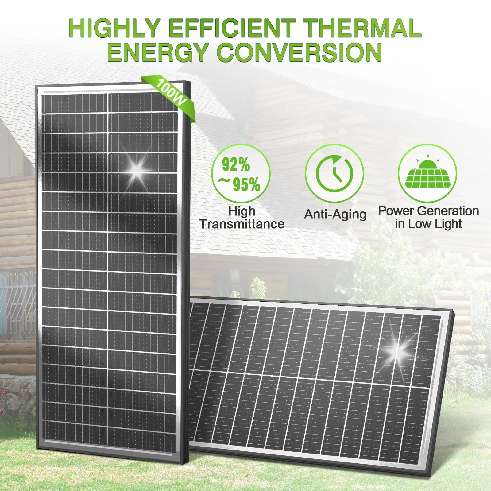 WERCHTAY 12V 200W Rigid Solar Panel 18BB N-Type Solar Cells Monocrystalline Silicon Waterproof Solar Panel Camping/Home/RV 