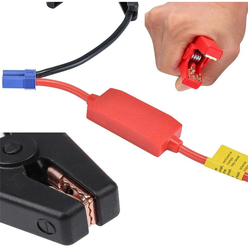 12 V startkabel med klemmer og EC5-stik