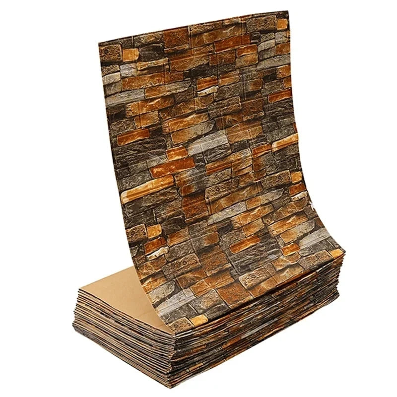 70cm*2m 3D Soft Foam Brick Wallpaper Sticker Roll DIY Self Adhesive Living Room Home Kitchen Bathroom Decorative Wall Paper 