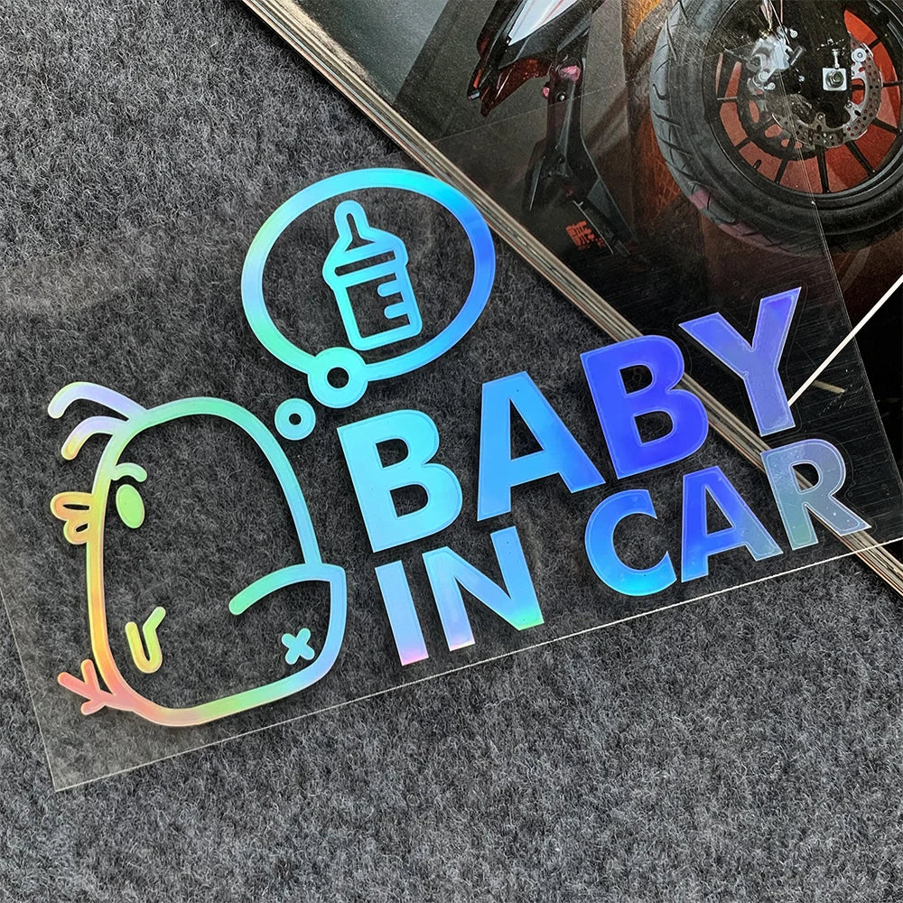 Αυτοκόλλητο Baby in Car με αντανακλαστικό ή ουράνιο τόξο – Σχέδια επιλογών