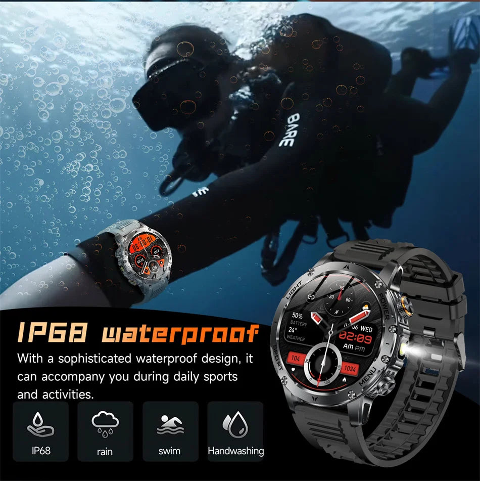 Bluetooth Bel Sports Smartwatch met LED Zaklamp