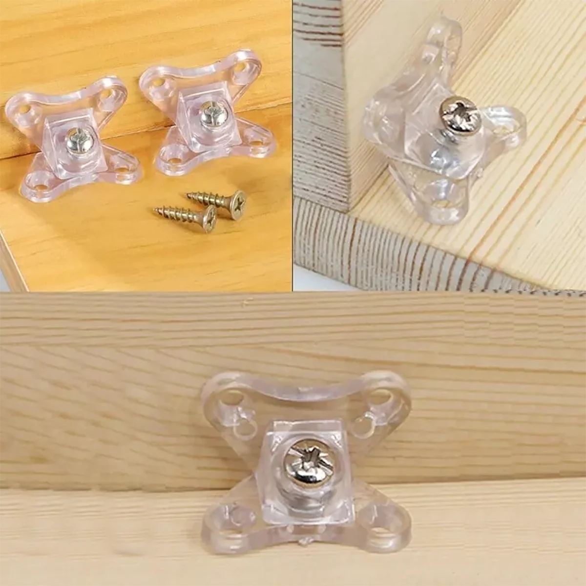 Clear Removable L-Shape Corner Brackets, 2.2 x 3.5 cm, 1-50 Pack