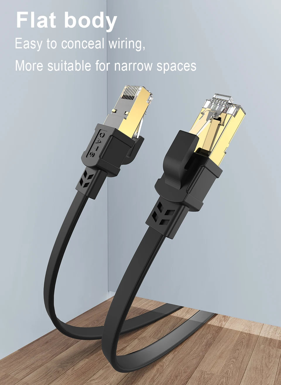 Flat Cat8 RJ45 Ethernet Cable - Length Options