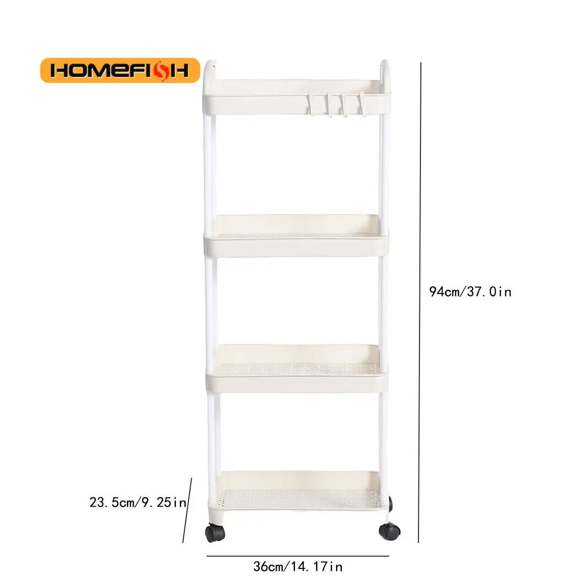 3-Tier Rolling Storage Cart, White
