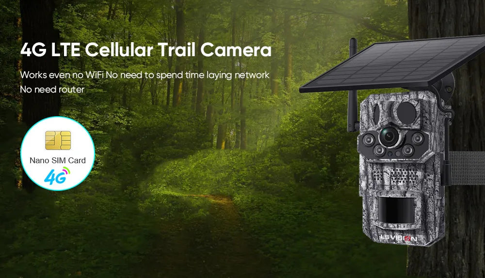 5MP 4G Solar Trail Camera with GPS, 3 PIR Sensors, 125° Detection, 0.2s Trigger, 940nm IR, IP66 Waterproof