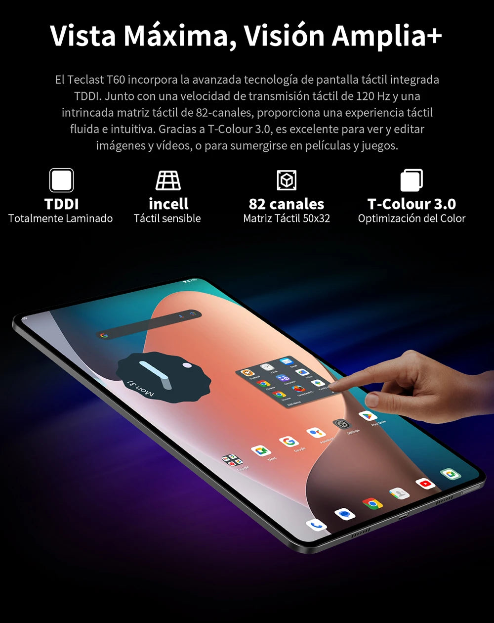 Teclast T60 12" Tablet Οθόνη 2K Android 14 T620 8-πύρηνος Μέγιστη 20GB RAM 256GB ROM 4G LTE τύπος C 8000mAh Γρήγορη Φόρτιση Widevine L1