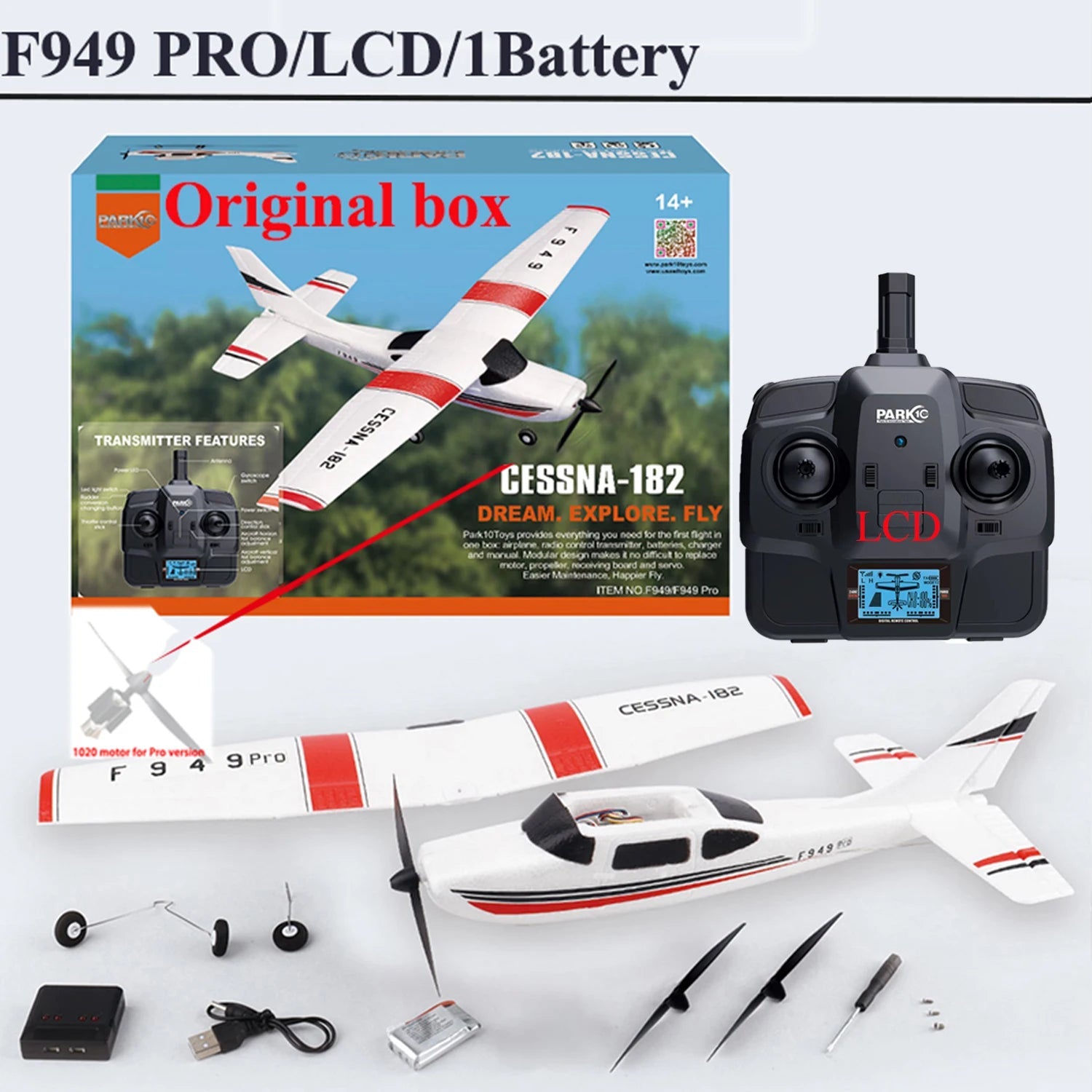 【C0】WLtoys 2.4G F949 LCD Version RC Airplane Cessna 182 3D6G 3Ch Fixed Wing Plane Outdoor Drone RTF With Gyroscope And Night 