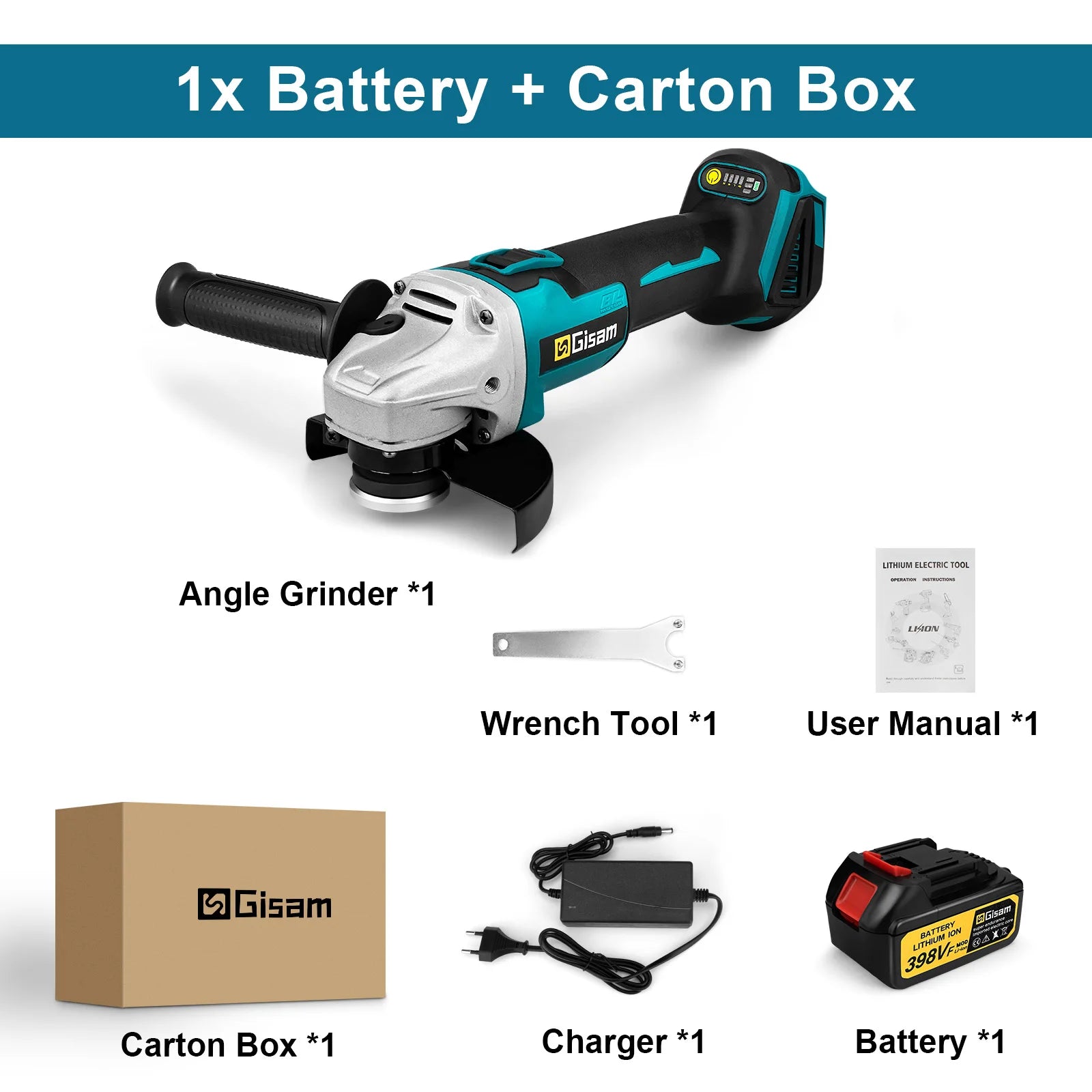 Gisam 125mm M14 Brushless Angle Grinder Cutting Machine Cordless Electric Angle Grinder Power Tools for Makita 18V Battery Pins