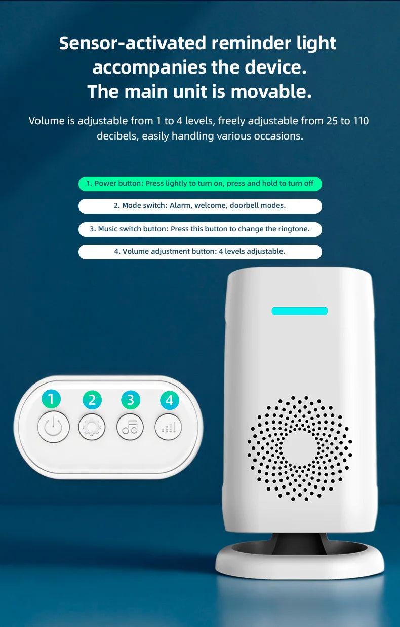 PIR Motion Sensor Welcome Chime Alarm for Shop and Home