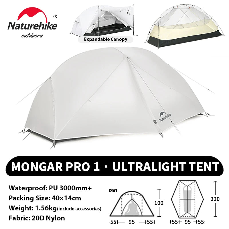 Ultralight 2-Person Waterproof Trekking Tent 20D Nylon 1.8kg