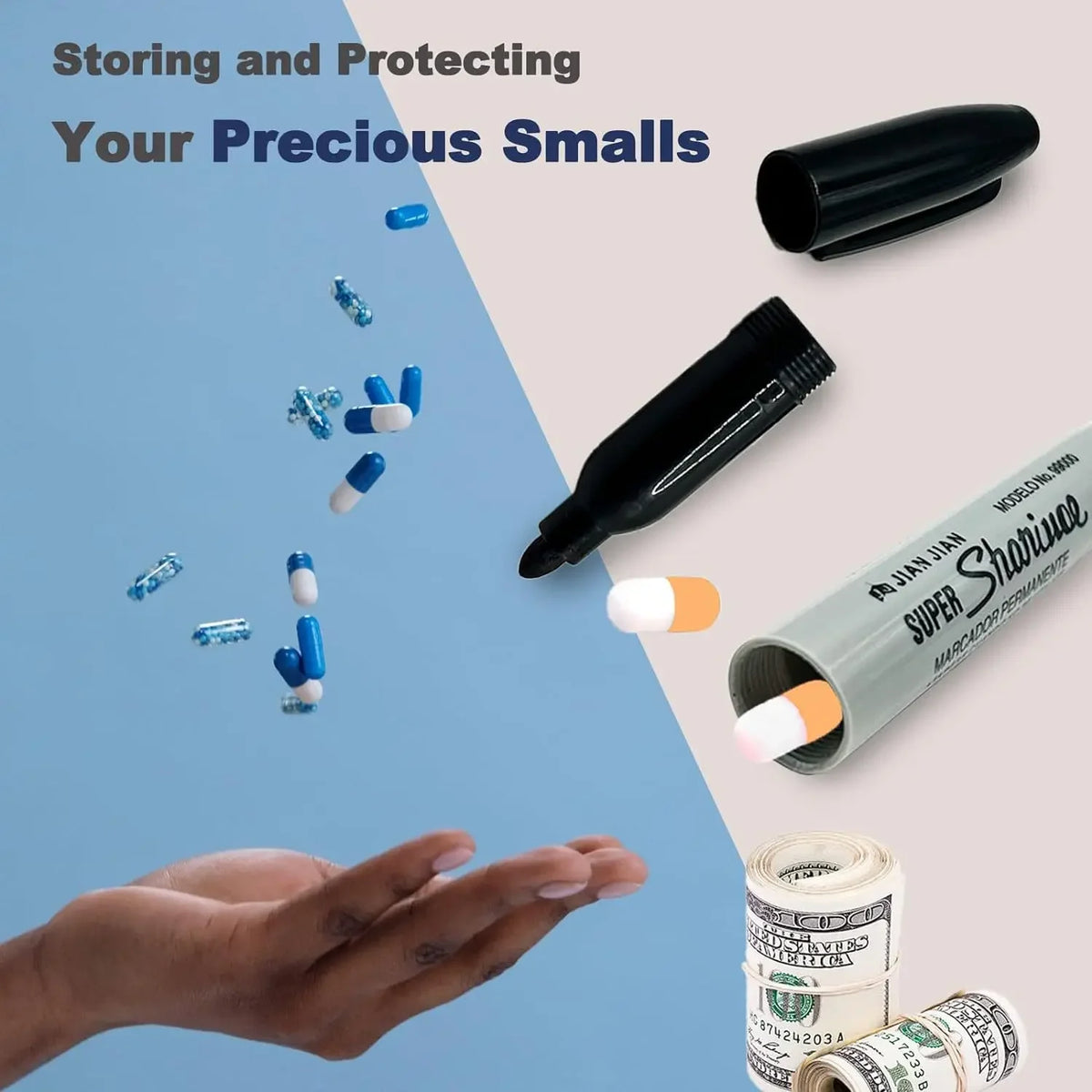 Multi-Function Hidden Compartment Marker Pen
