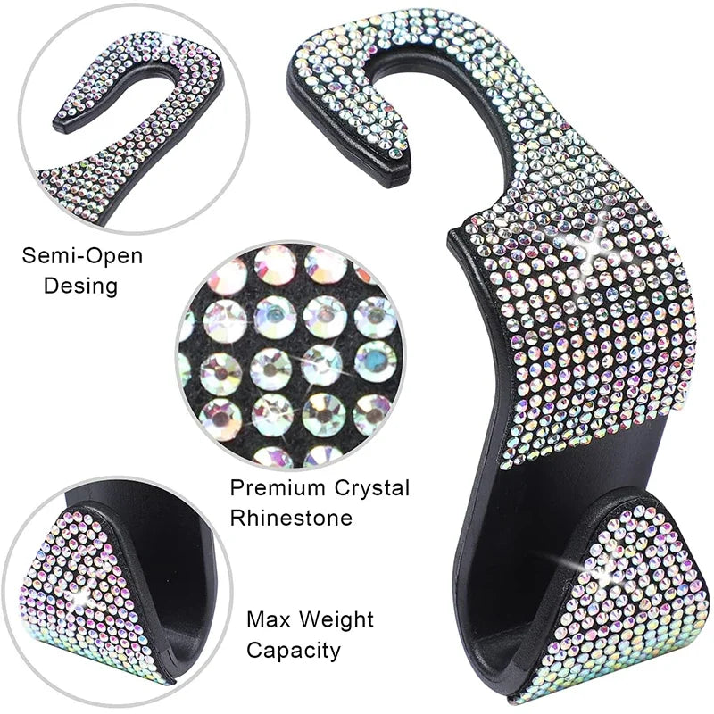 Rhinestone Car Seat Back Hook Hanger for Daily Vehicle Storage