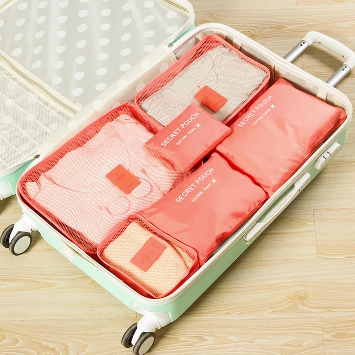 Six-Piece Travel Packing Cube and Pouch Set